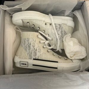 Dior High-Top Sneakers in Cream and Gray